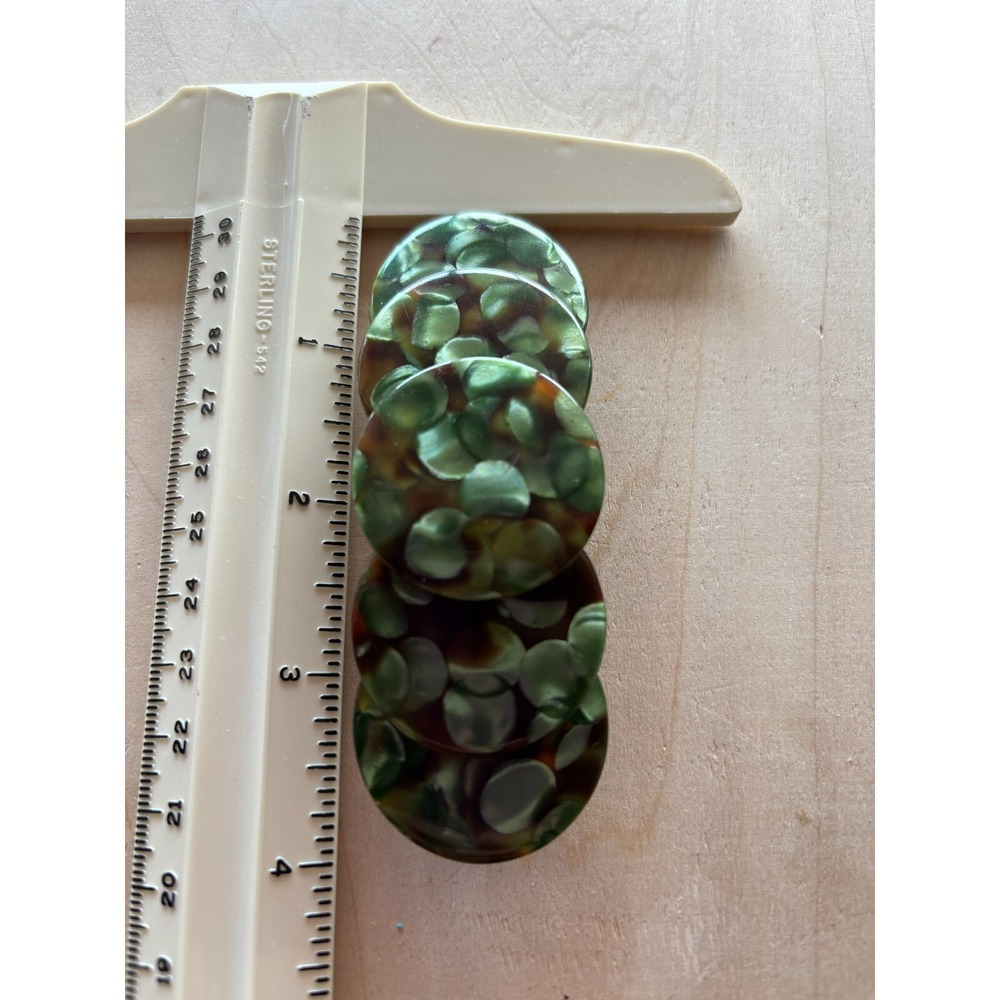 Vtg Mid Century Barrette Stay Tight Clasp Made in France Iridescent Mod Green - Picture 4 of 4